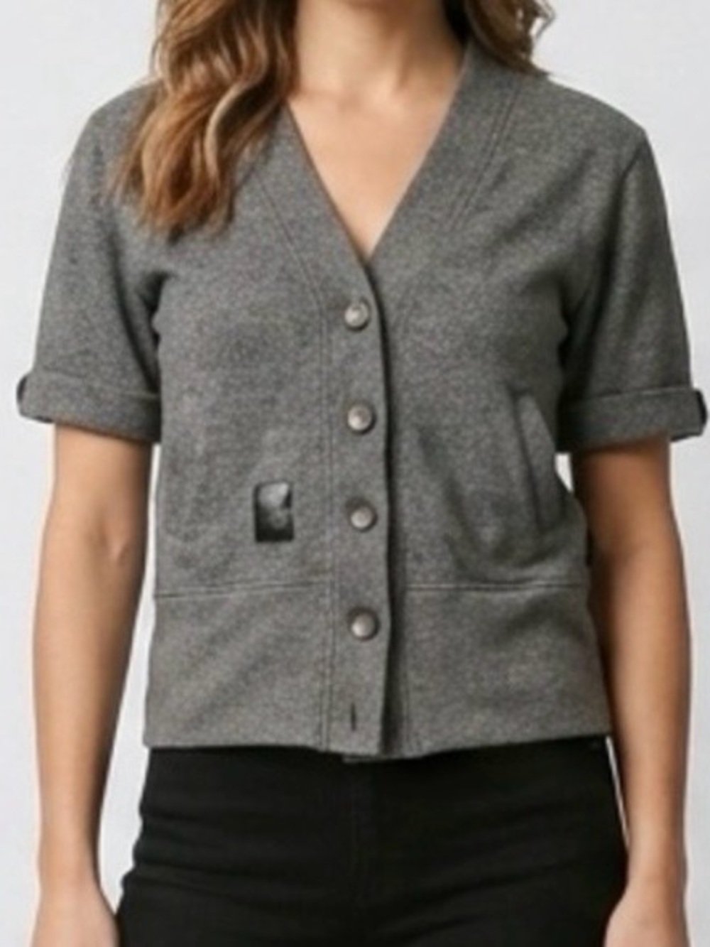 VLDV Label Voleurz Casual Weekend Gray Button-Up Cardigan Sweater-S
